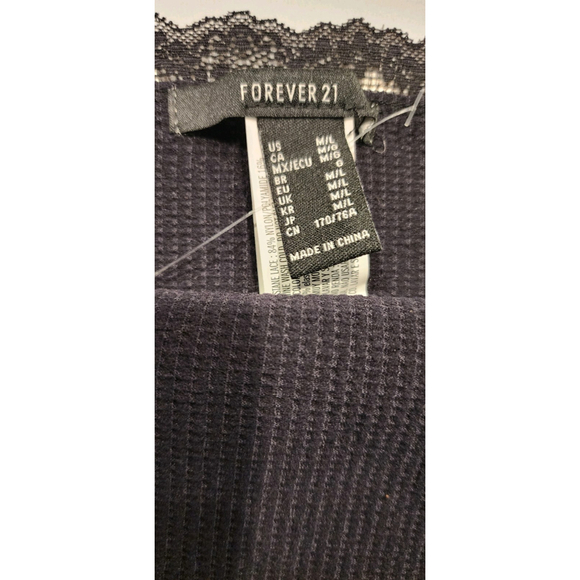 Forever 21 Black Lace Trim Ribbed Cami Bodysuit Women's M L NWOT - Picture 7 of 10